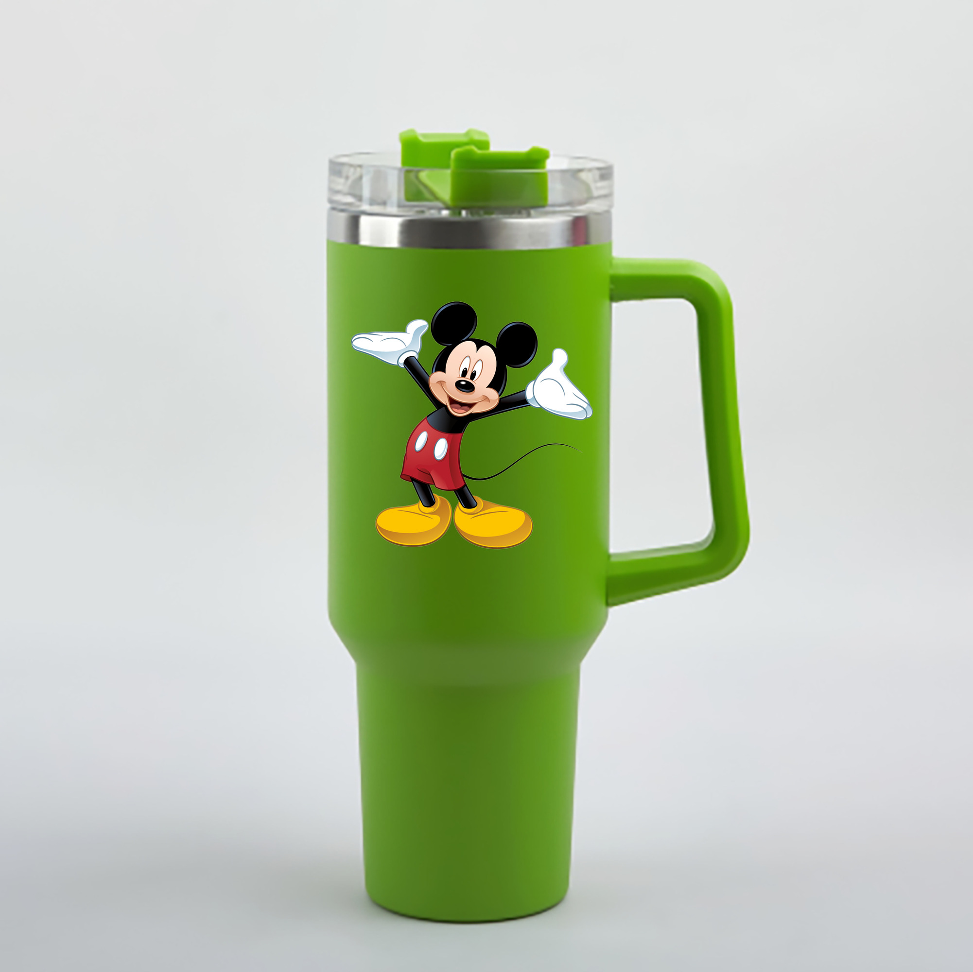（画像用） ミッキーマウス Mickey Mouse 1200mL車用タンブラー - クリスタルステッカー（プラスチックストロー付き）